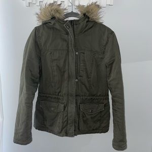 Hollister Faux Fur Hooded Winter Utility Jacket
